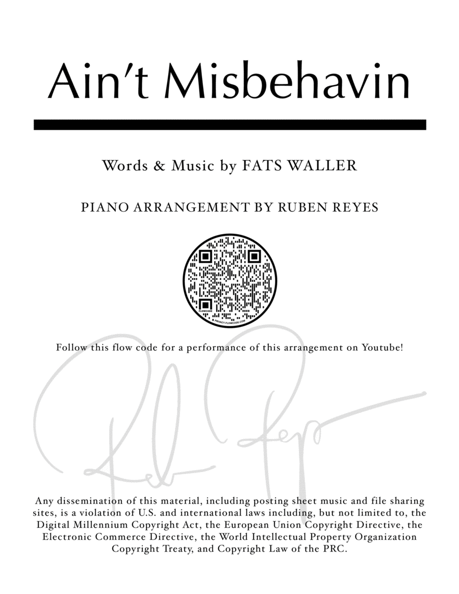 Ain't Misbehavin' Piano Solo scores gallery preview page 1