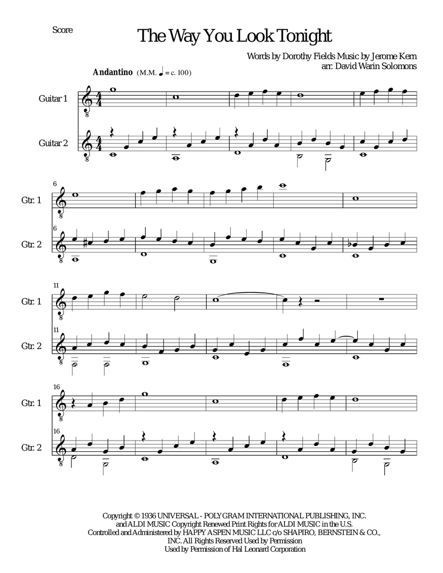 The Way You Look Tonight The Way You Look Tonight Guitar Solo scores gallery preview page 1