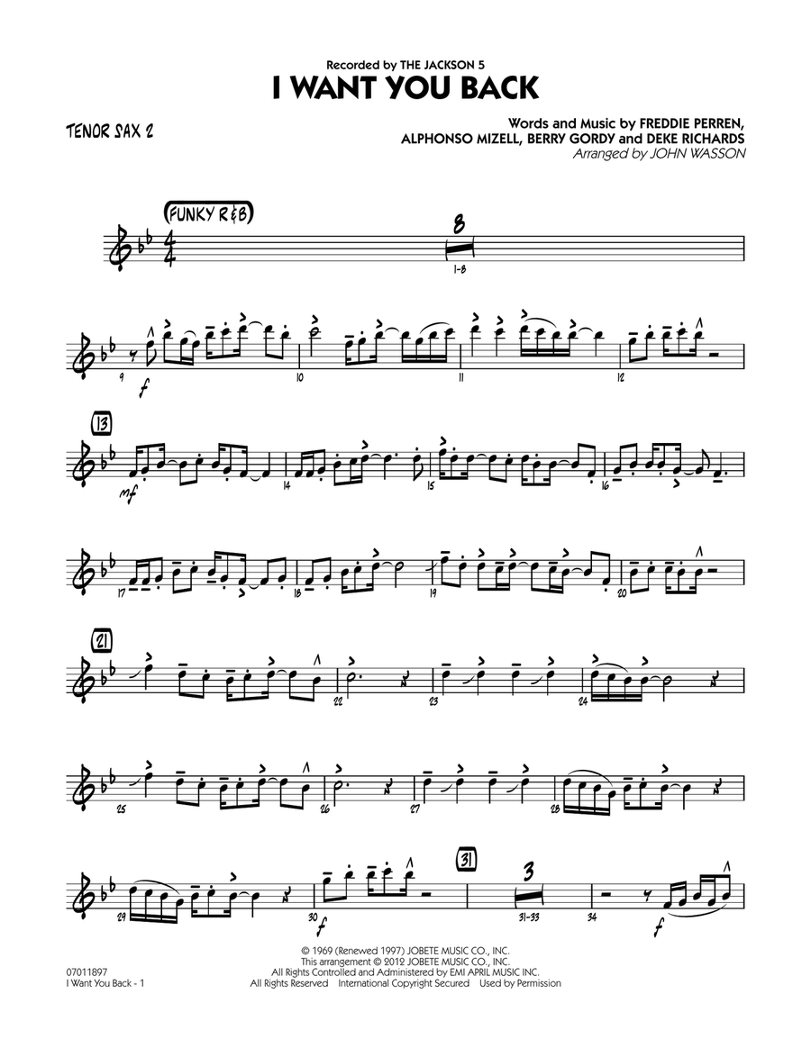 I Want You Back - Tenor Sax 2