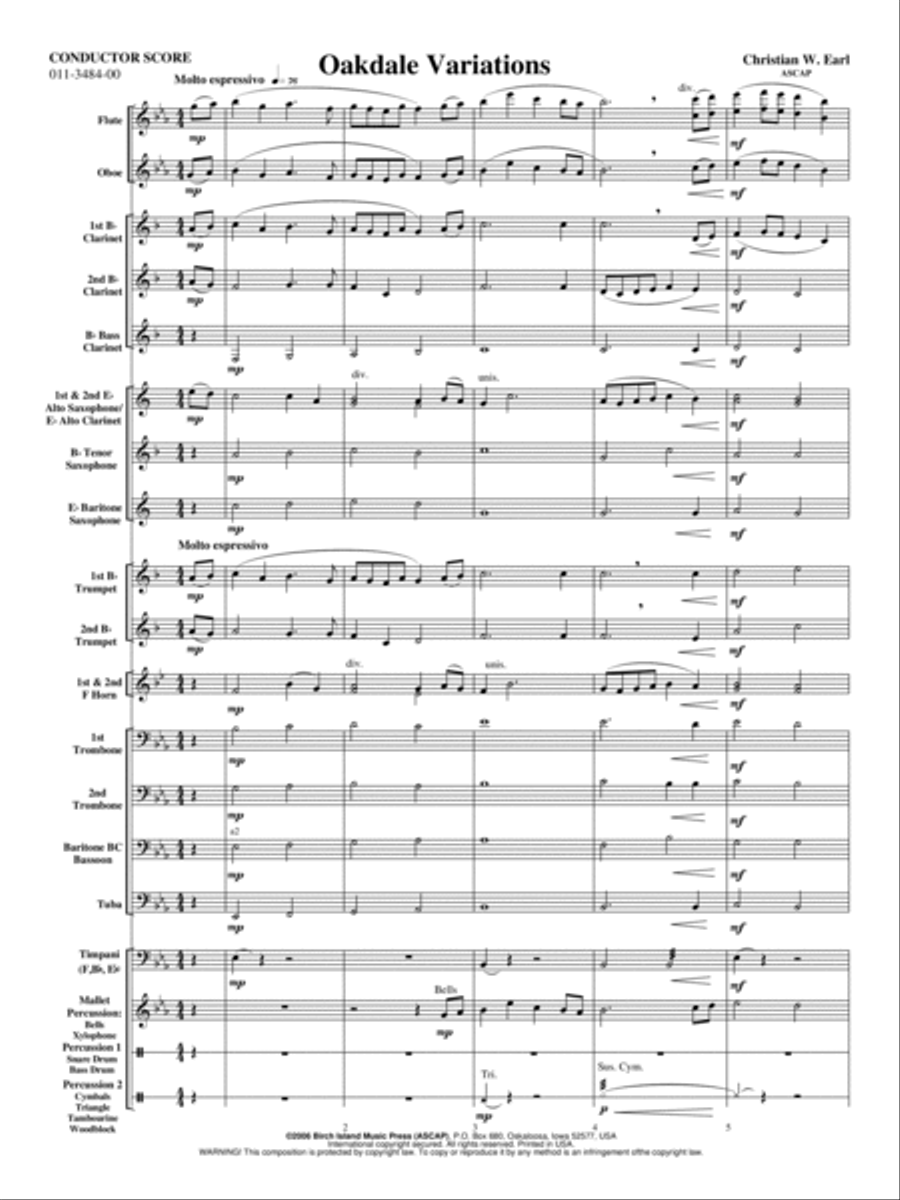 Oakdale Variations Oakdale Variations Concert Band scores gallery preview page 2