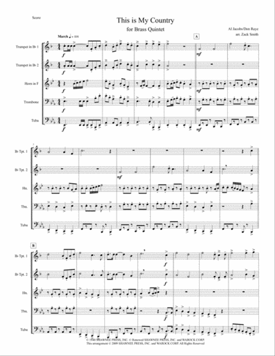 This Is My Country This Is My Country Brass Ensemble scores gallery preview page 1