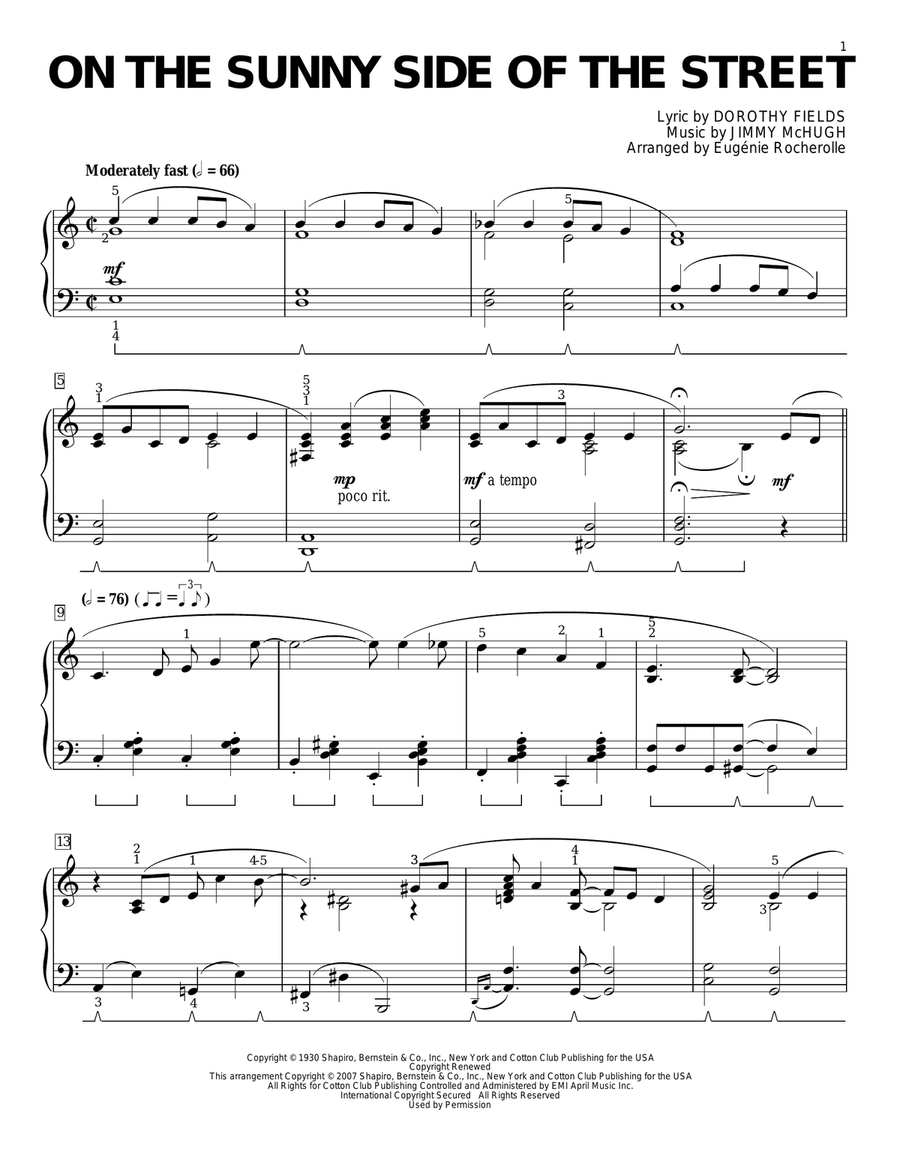 On The Sunny Side Of The Street Piano Solo scores gallery preview page 1