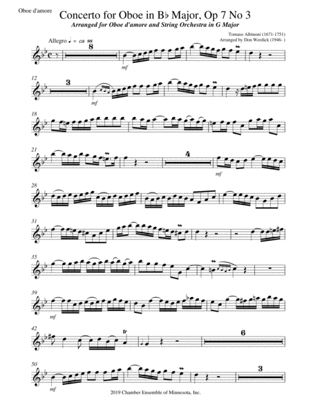 Concerto for Oboe d’amore in G Major, Op. 7 No. 3