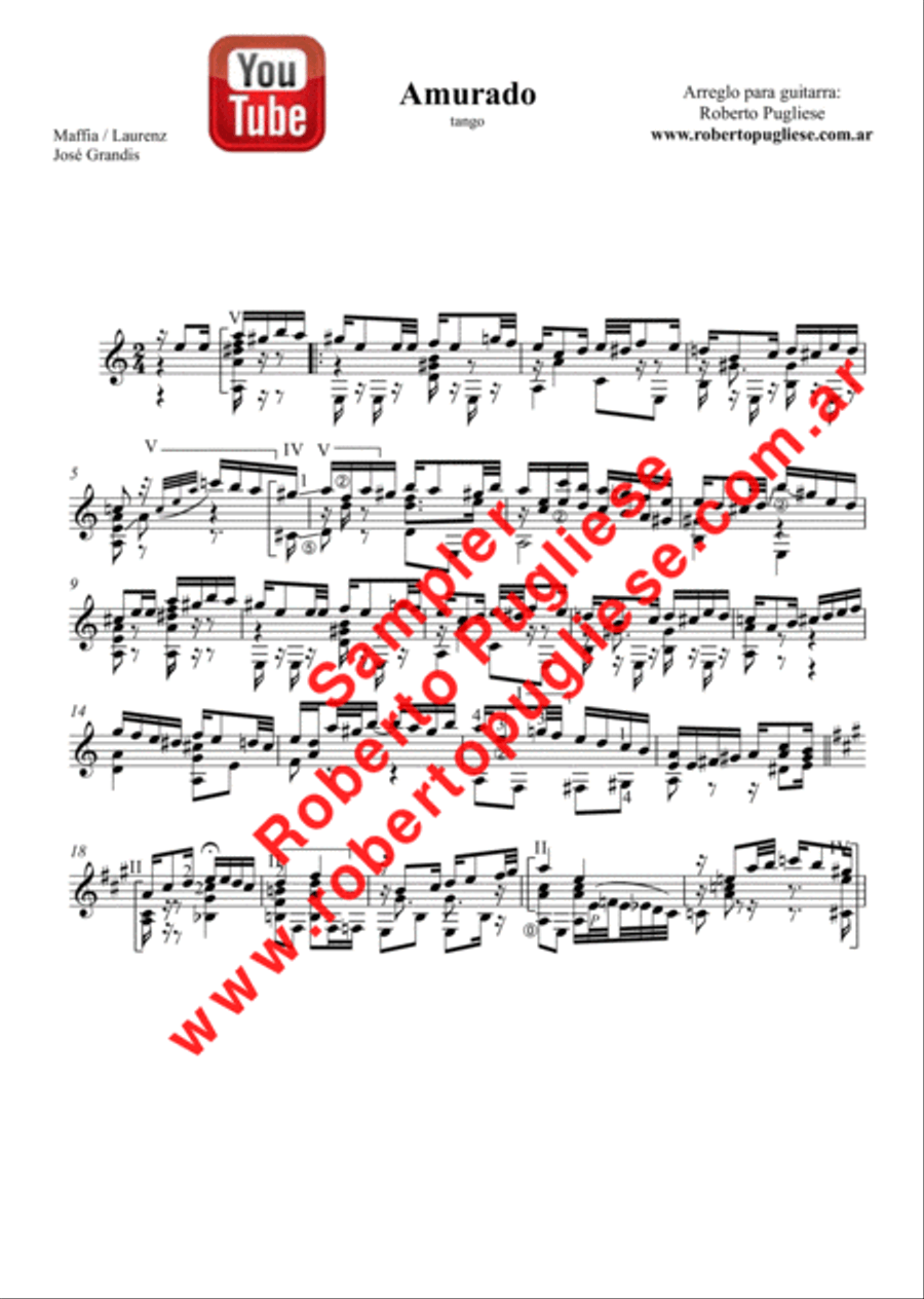 10 wonderful TANGOS for guitar by Roberto Pugliese - Volumen 3 Classical Guitar scores gallery preview page 2