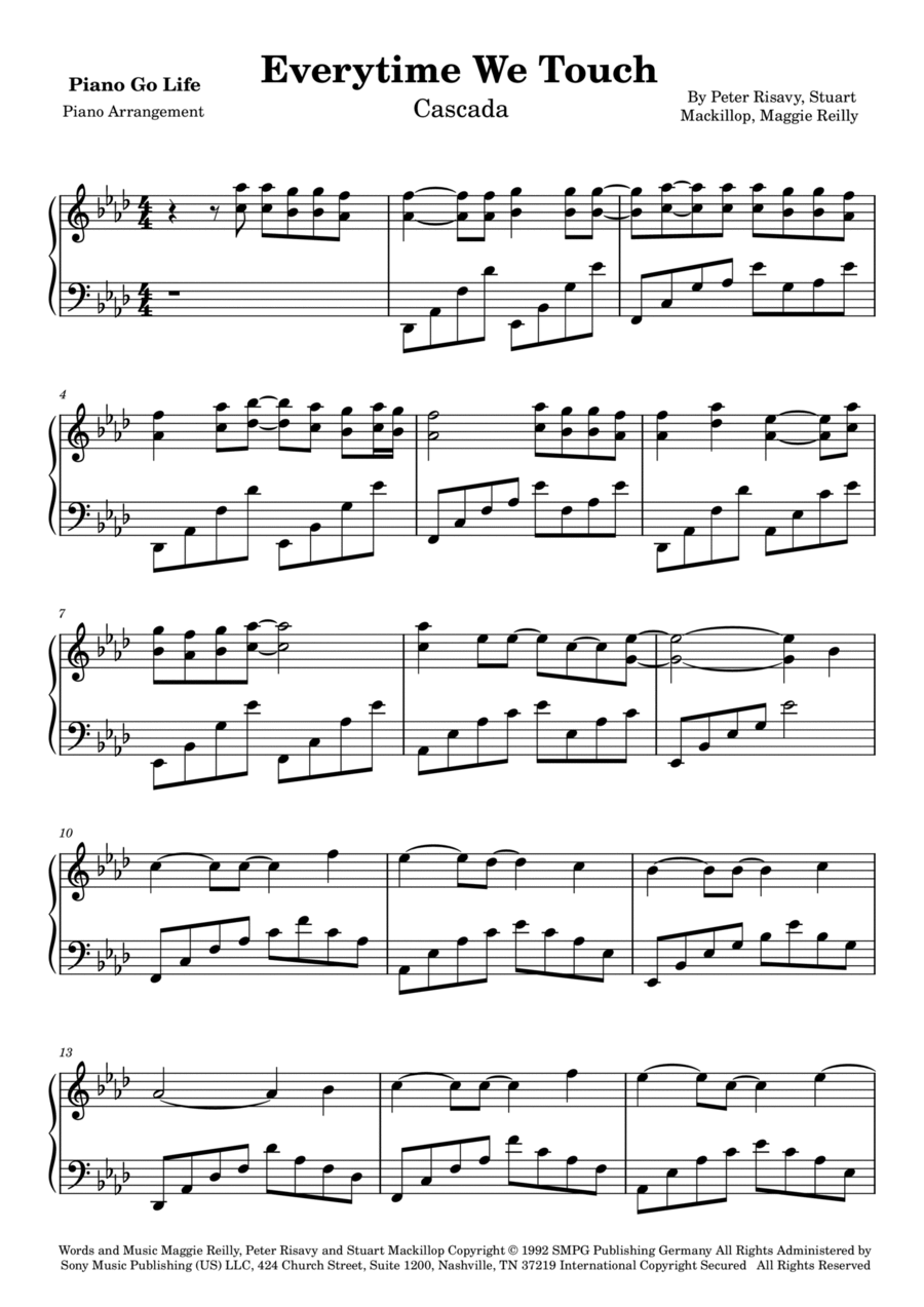 Everytime We Touch Piano Solo scores gallery preview page 1