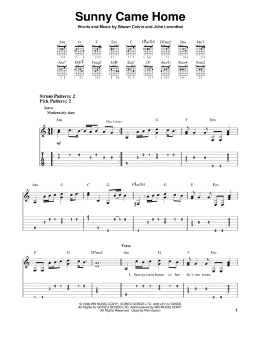 Sunny Came Home Sunny Came Home Acoustic Guitar scores gallery preview page 1