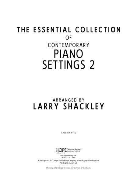 Essential Collection of Contemporary Piano Settings, Vol. 2-Digital Download