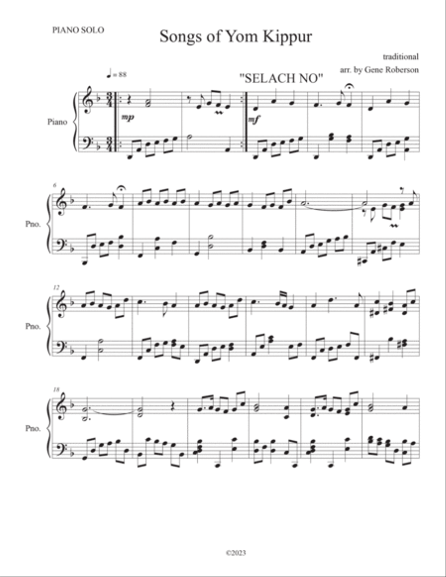 Yom Kippur Piano Meditation Piano Solo scores gallery preview page 2