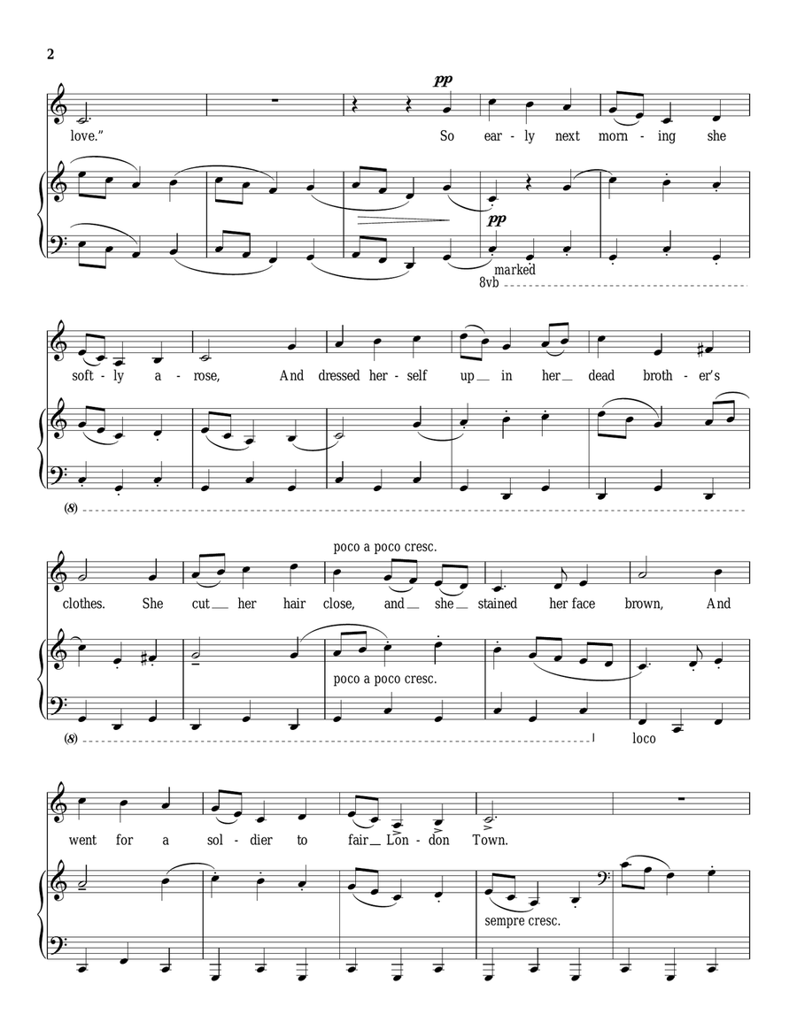 Sweet Polly Oliver Piano, Vocal scores gallery preview page 2