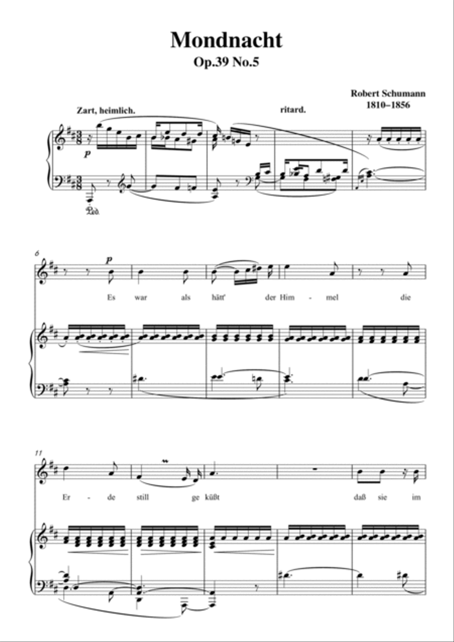 Schumann-Mondnacht in D Major for Voice and Piano Voice Solo scores gallery preview page 2