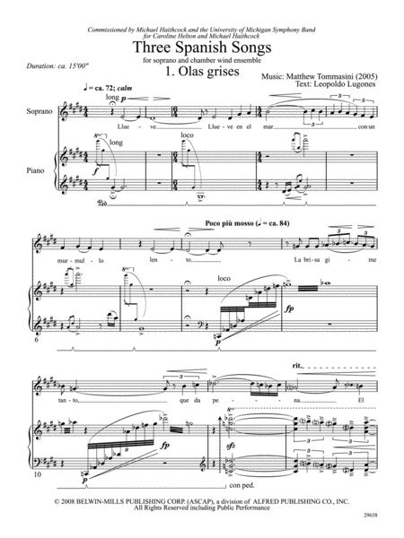 Three Spanish Songs (for Soprano and Wind Ensemble)