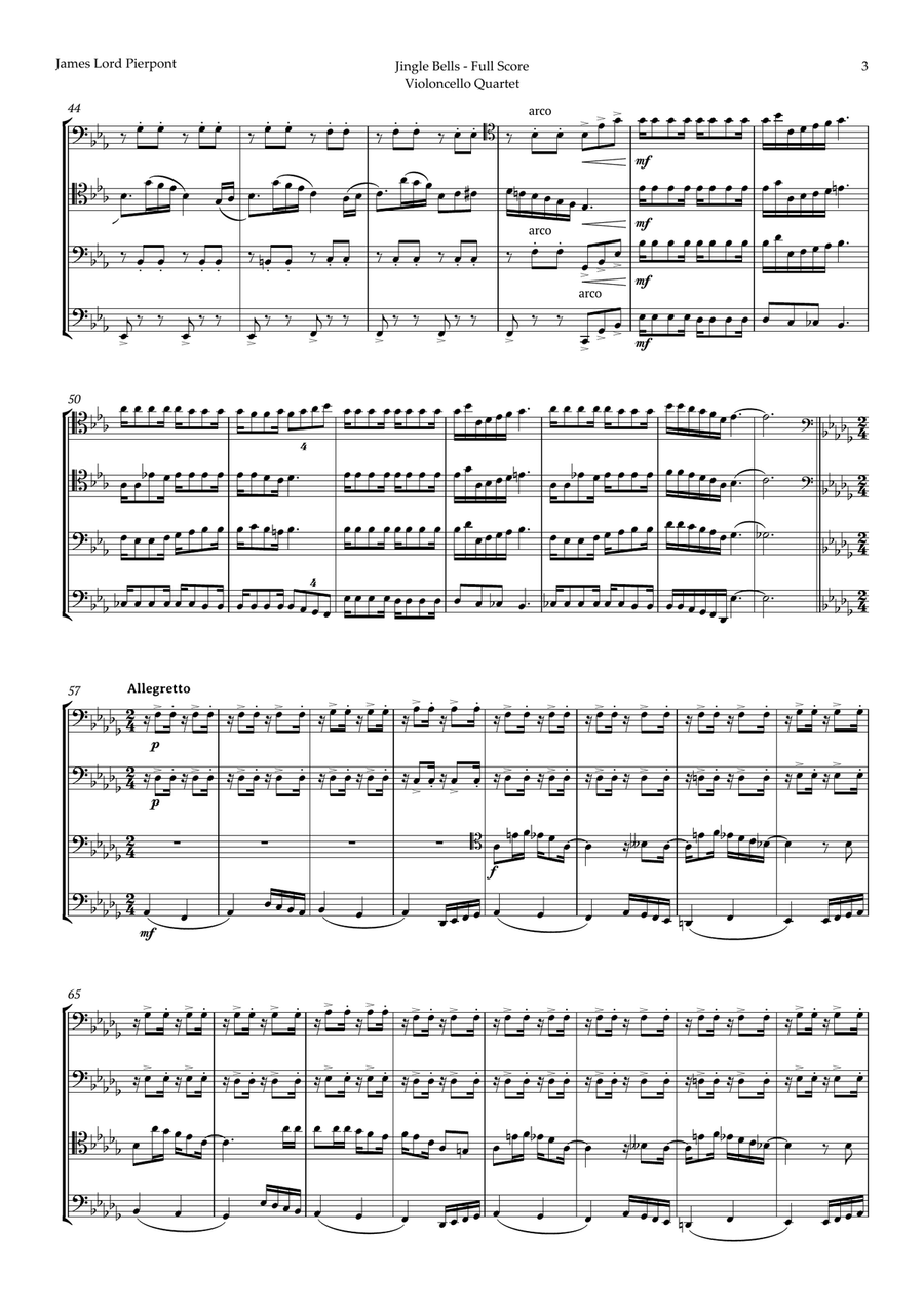 5 Christmas Songs for Violoncello Quartet plus one Bonus String Quartet scores gallery preview page 4