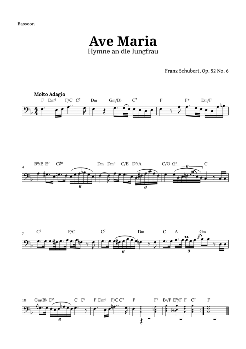 Ave Maria by Schubert for Bassoon with Chords image number null