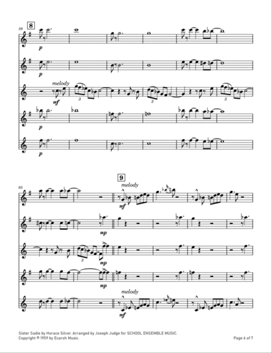 Sister Sadie Saxophone Quartet scores gallery preview page 6