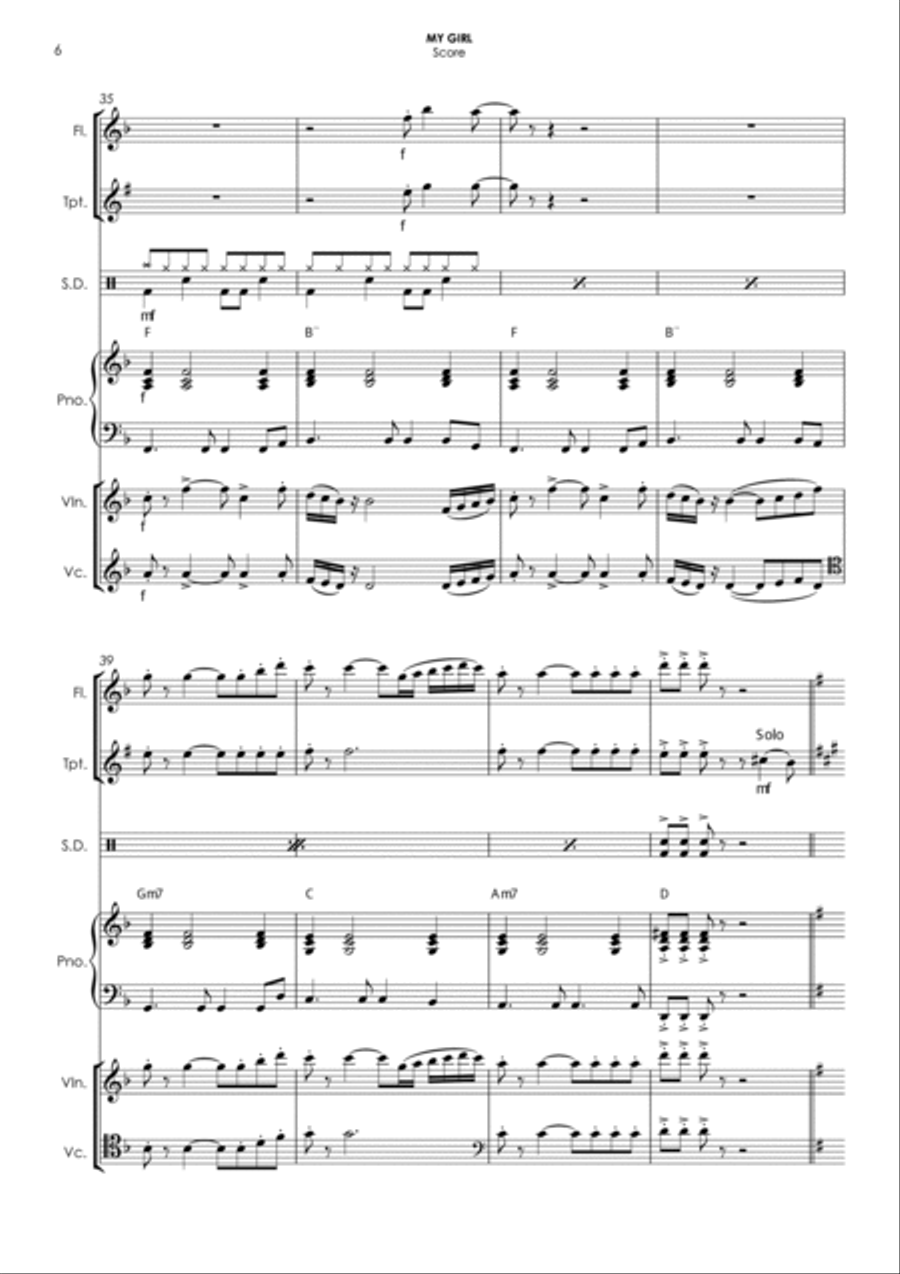 My Girl Small Ensemble scores gallery preview page 6