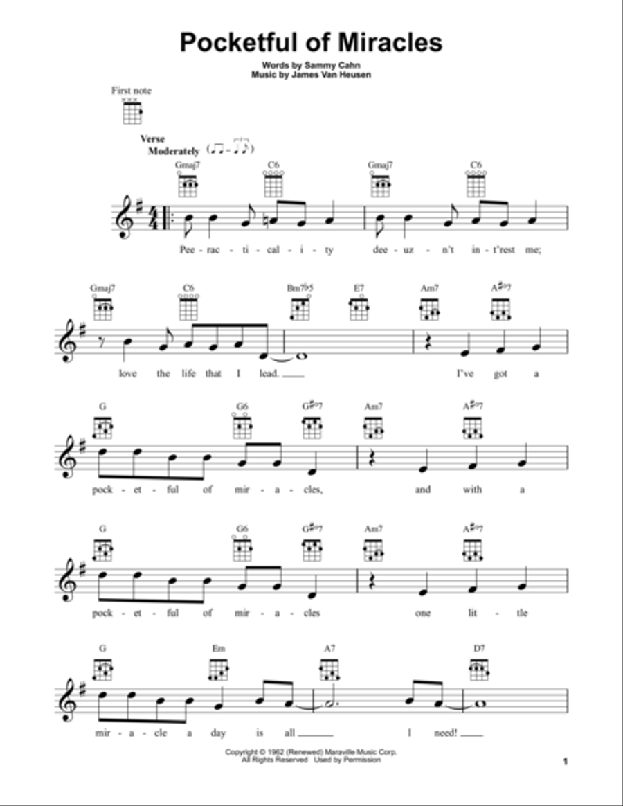 Pocketful Of Miracles Ukulele scores gallery preview page 1