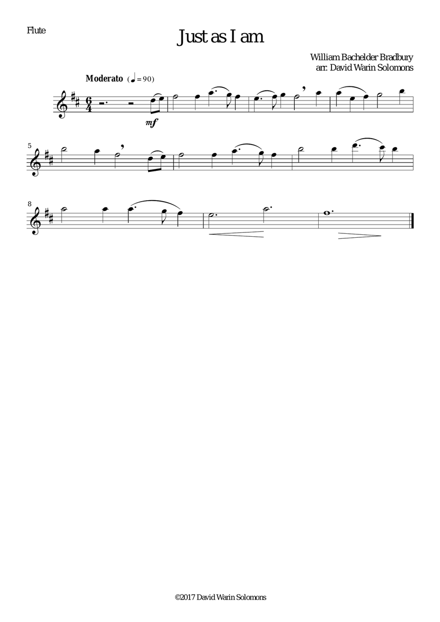 Just as I am for wind quartet Woodwind Quartet scores gallery preview page 2