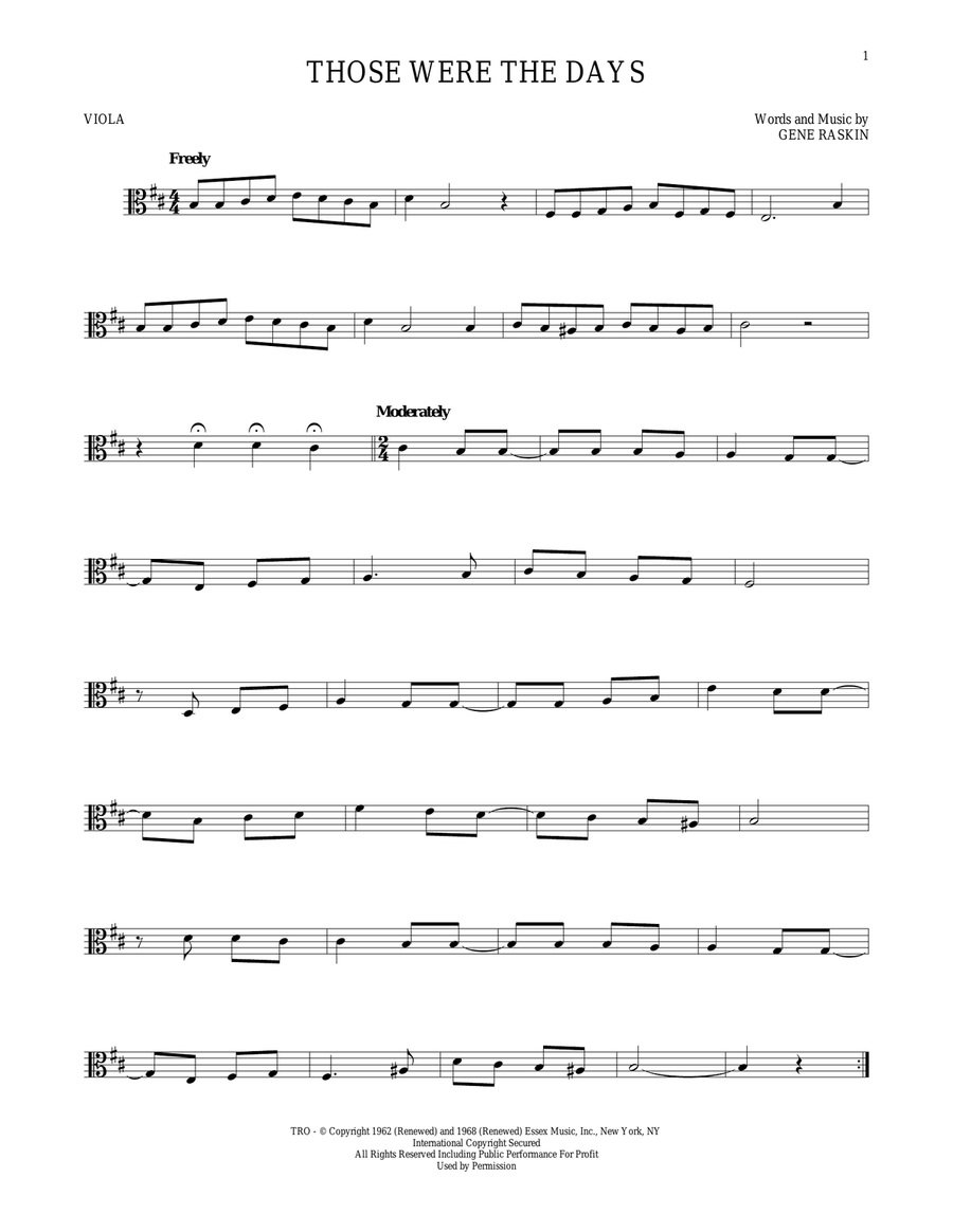 Those Were The Days Viola Solo scores gallery preview page 1