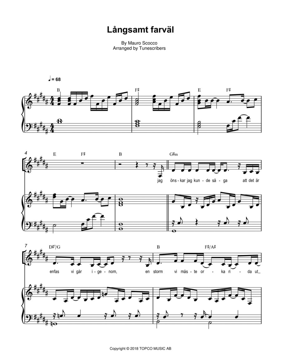 Långsamt farväl Långsamt farväl Voice scores gallery preview page 1