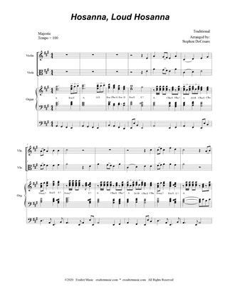 Book cover for Hosanna, Loud Hosanna (Duet for Violin and Viola - Organ accompaniment)