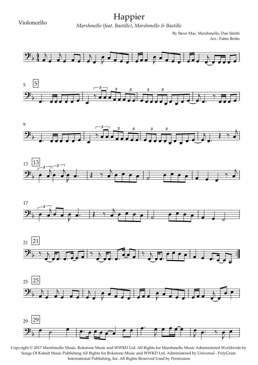 Happier Cello Solo scores gallery preview page 1