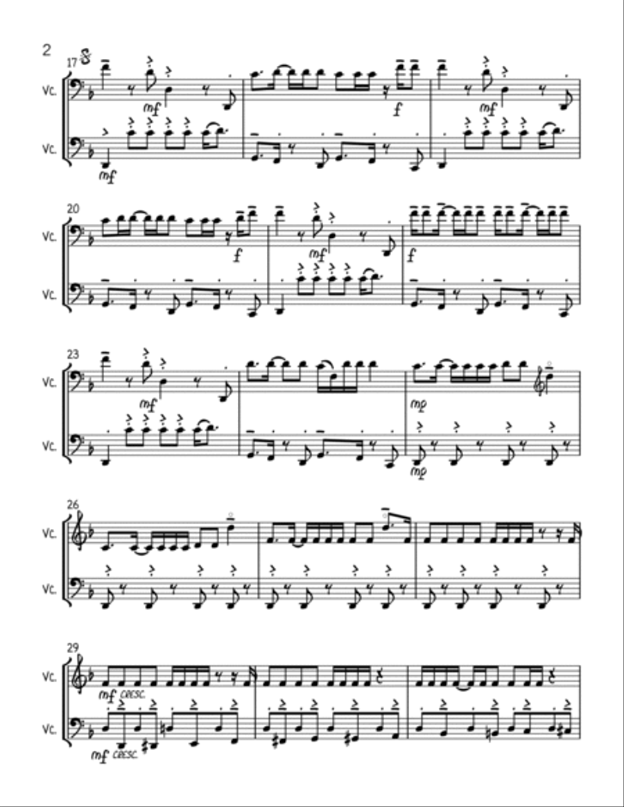 Uptown Funk String Duet scores gallery preview page 2