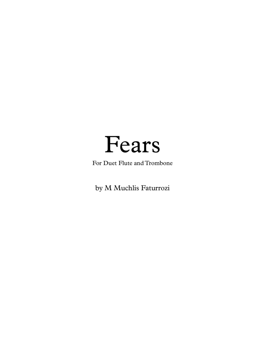 Fears for Duet Flute and Trombone Flute scores gallery preview page 1