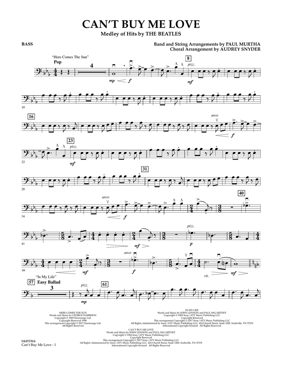 Can't Buy Me Love - Bass Can't Buy Me Love - Bass Orchestra scores gallery preview page 1