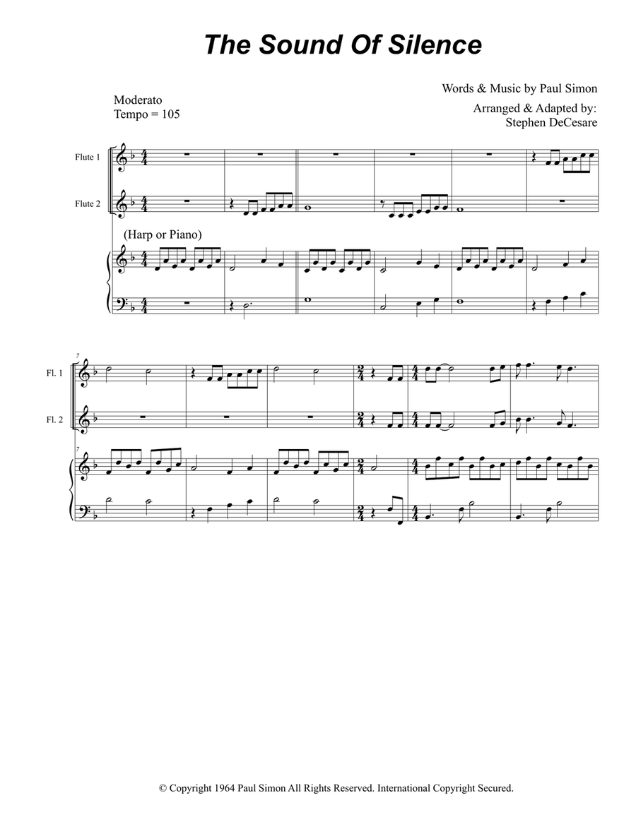 The Sound Of Silence Flute Choir scores gallery preview page 1