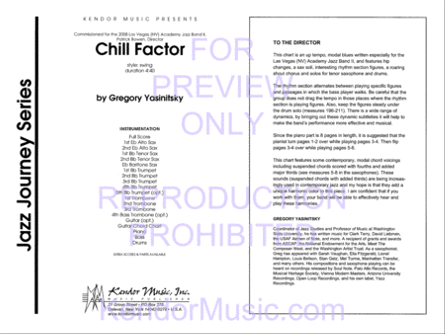 Chill Factor (Full Score) Jazz Ensemble scores gallery preview page 2