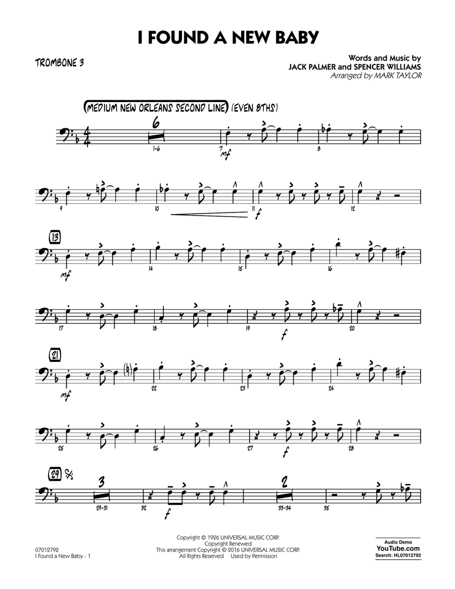 I Found a New Baby - Trombone 3 Jazz Ensemble scores gallery preview page 1