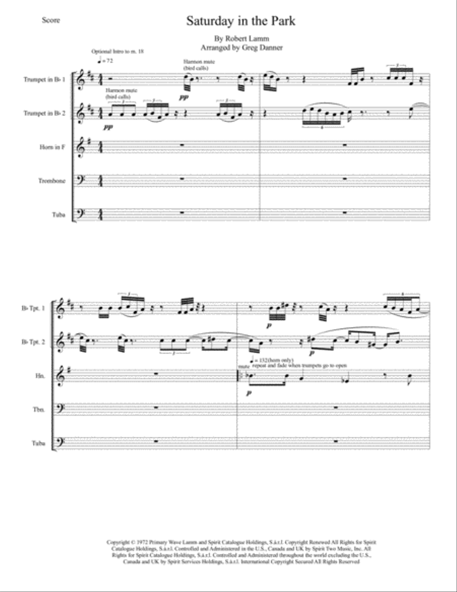 Saturday In The Park Brass Quintet scores gallery preview page 1