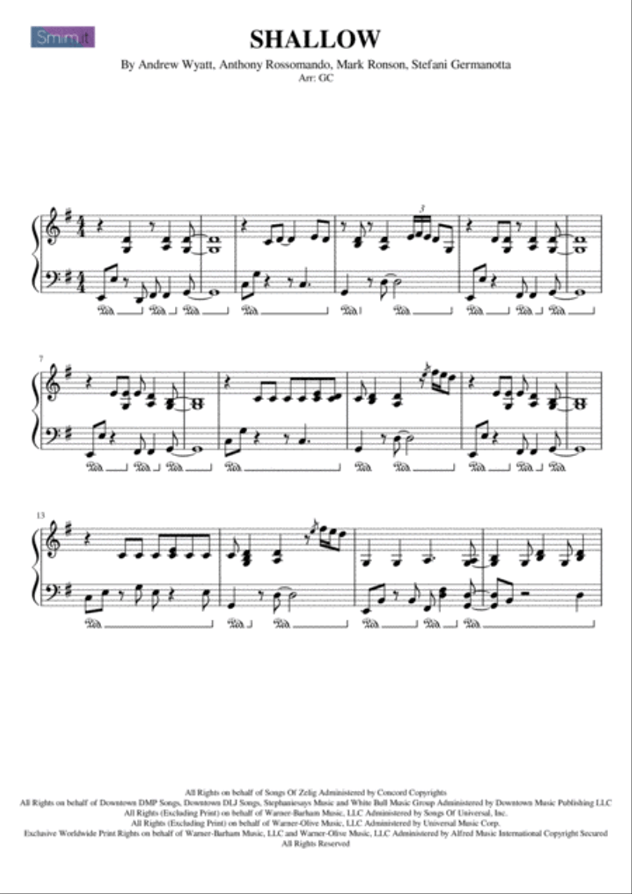 Shallow Shallow Piano Solo scores gallery preview page 2