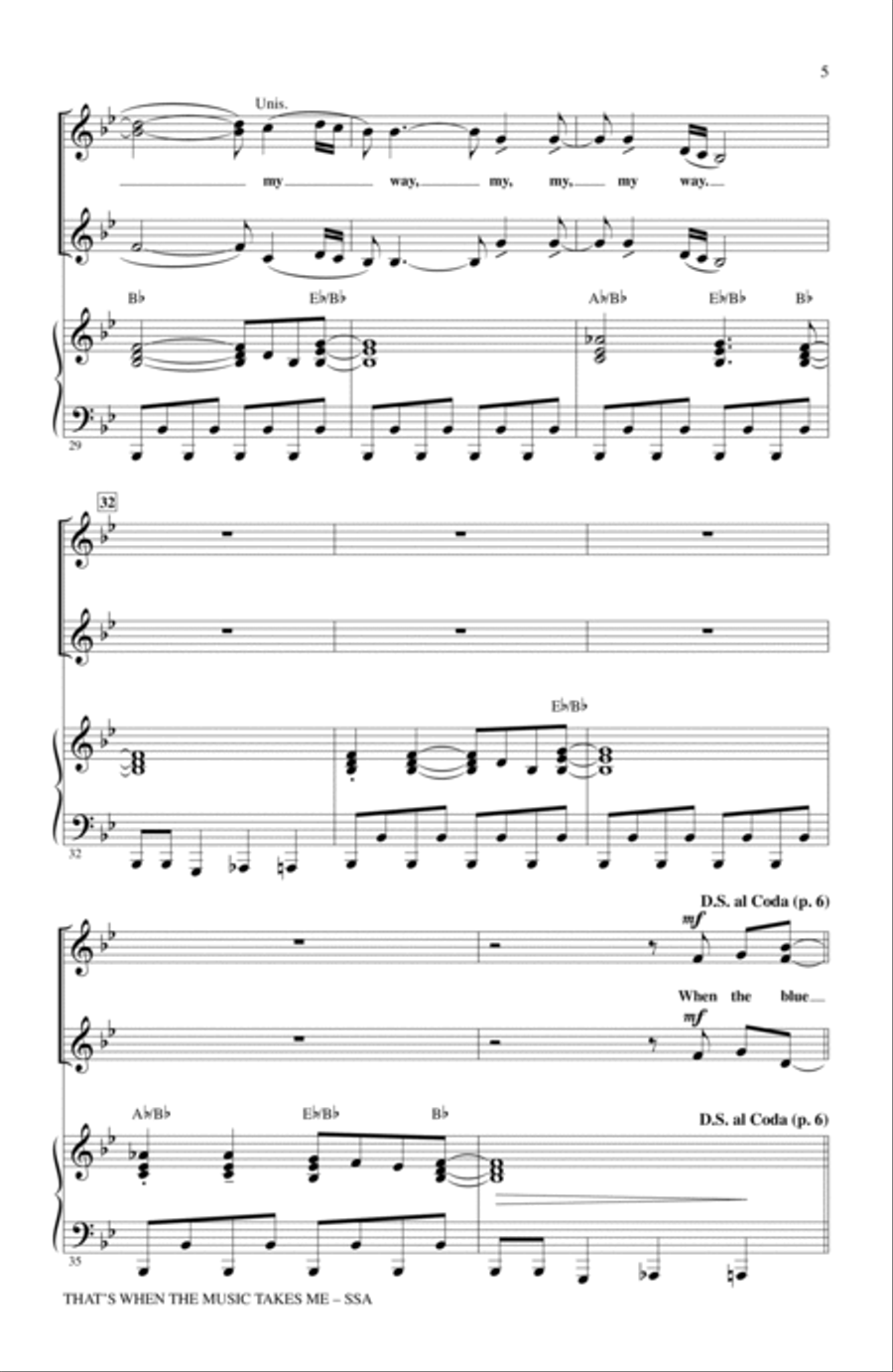 That's When The Music Takes Me SSA scores gallery preview page 4