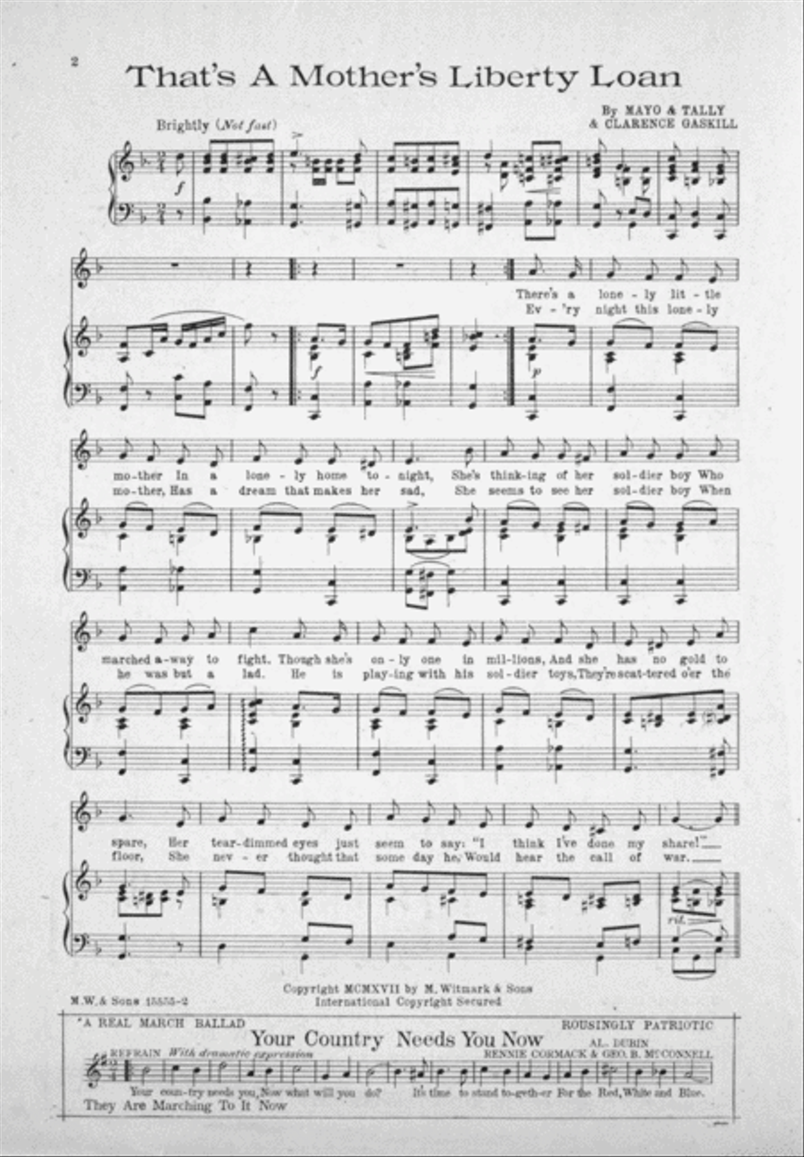 That's a Mother's Liberty Loan. Novelty Song Voice scores gallery preview page 2