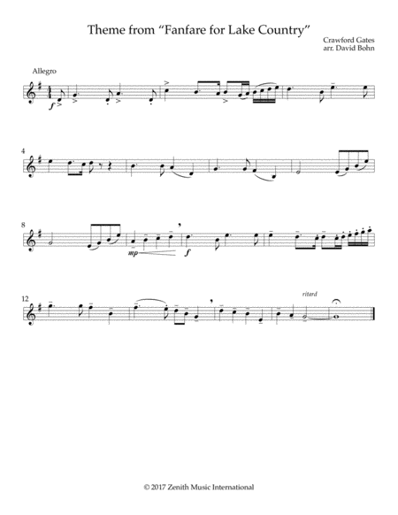 Theme from the Fanfare for Lake Country - Eb Instruments