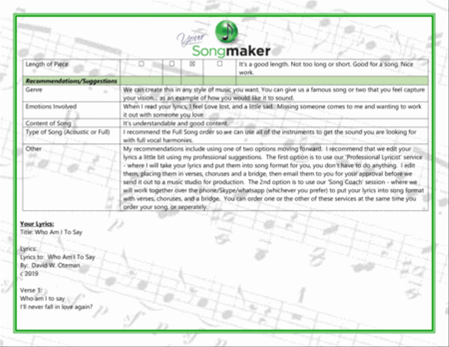 Who Am I to Say Piano scores gallery preview page 2