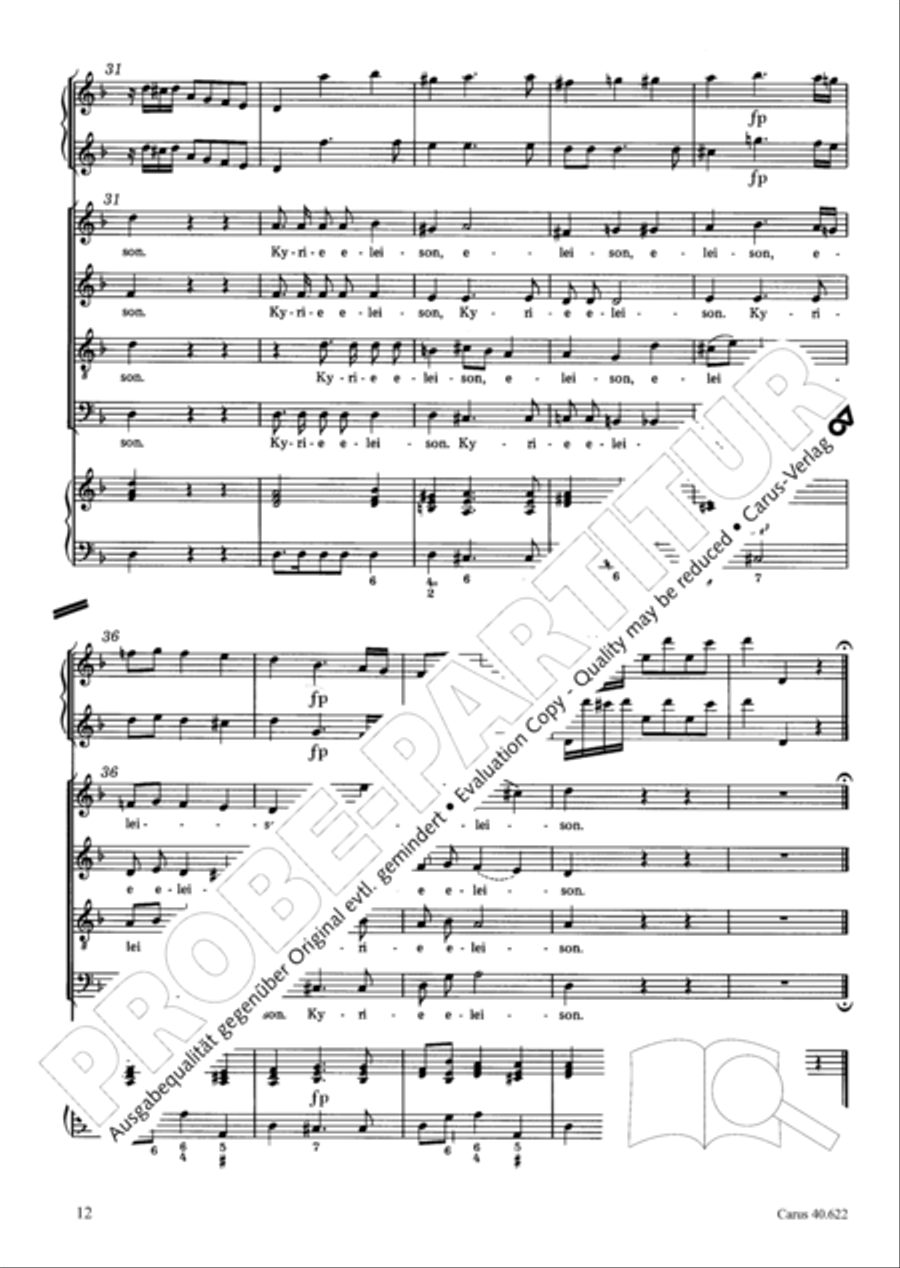 Missa brevis in D minor 4-Part scores gallery preview page 13