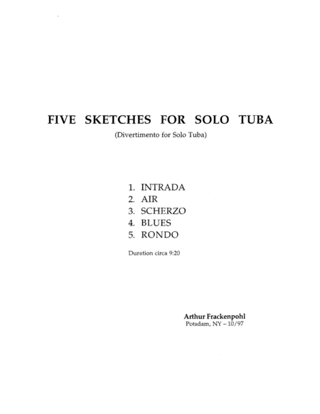 Five Sketches for Solo Tuba