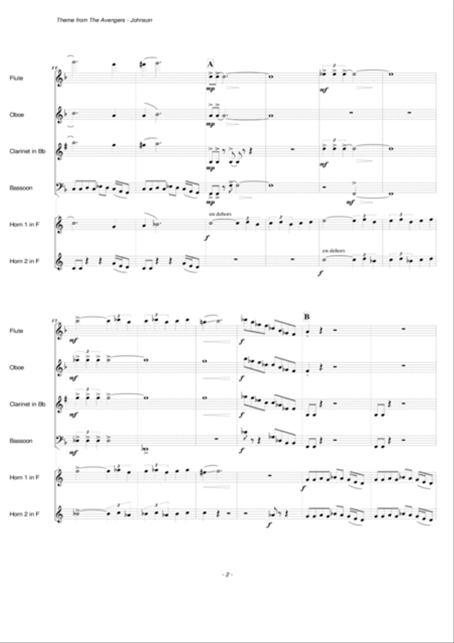 The Avengers Theme Woodwind Ensemble scores gallery preview page 3