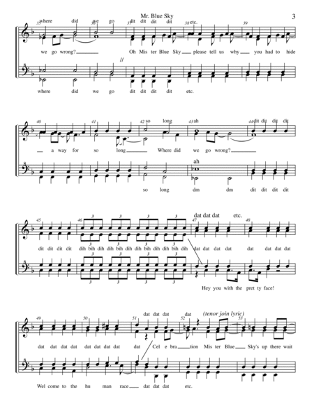 Mr. Blue Sky by Electric Light Orchestra SSAA - Digital Sheet Music