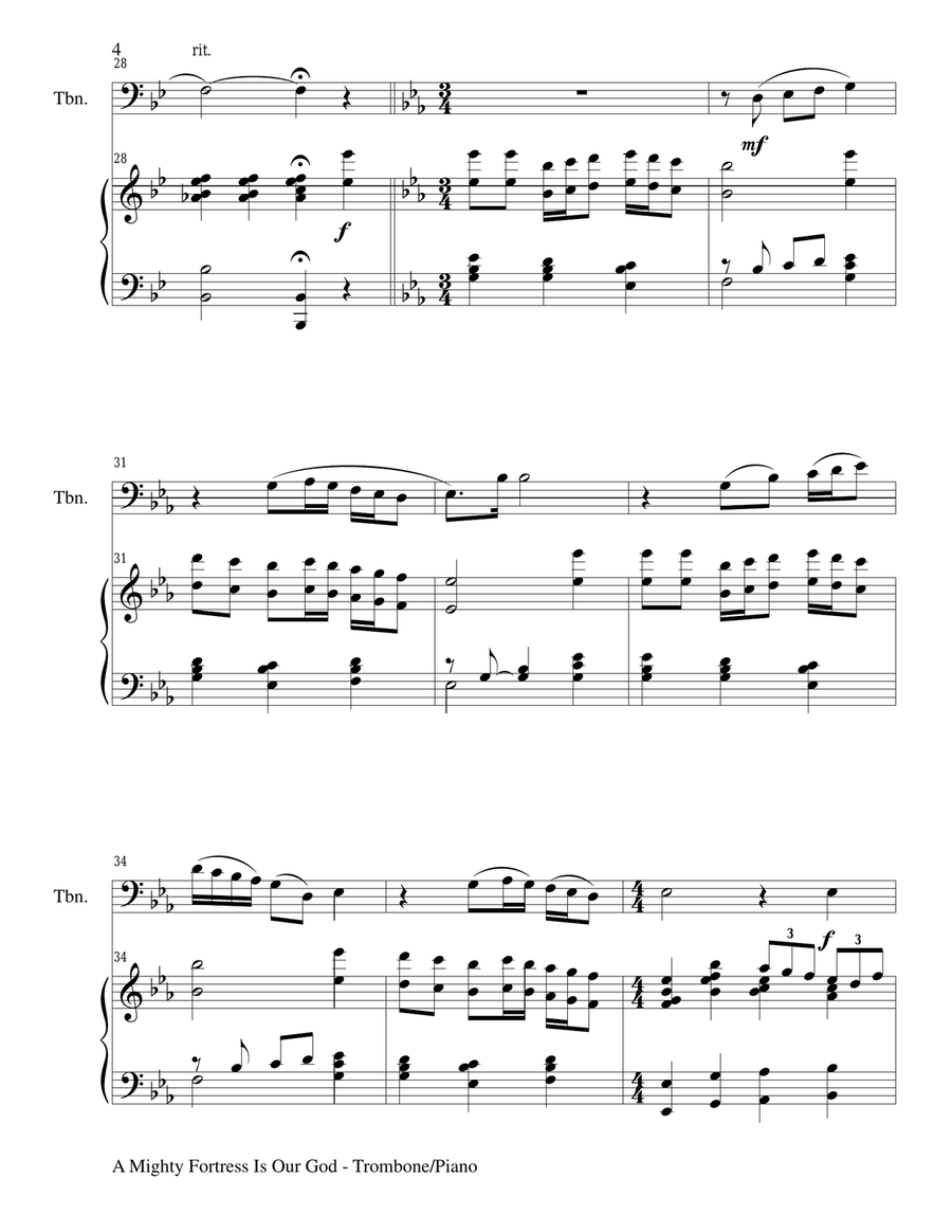 A MIGHTY FORTRESS IS OUR GOD (Duet – Trombone and Piano/Score and Parts) Trombone Duet scores gallery preview page 4