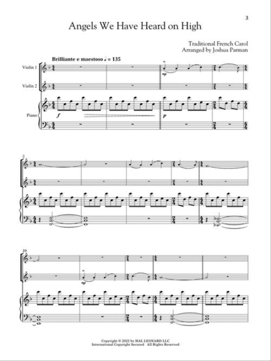 Christmas Carols for Violin Duet and Piano String Duet scores gallery preview page 4