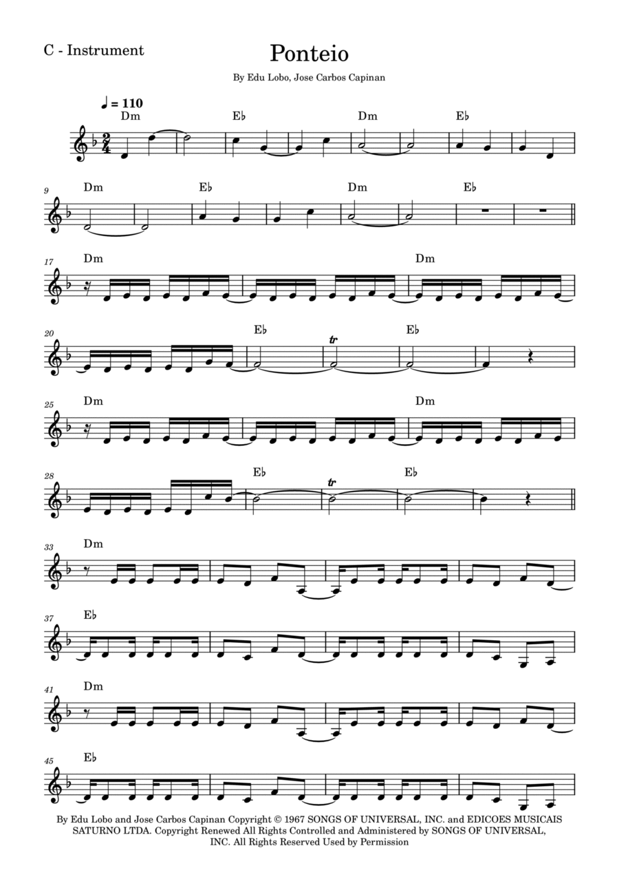 Ponteio Ponteio Piano, Vocal scores gallery preview page 1
