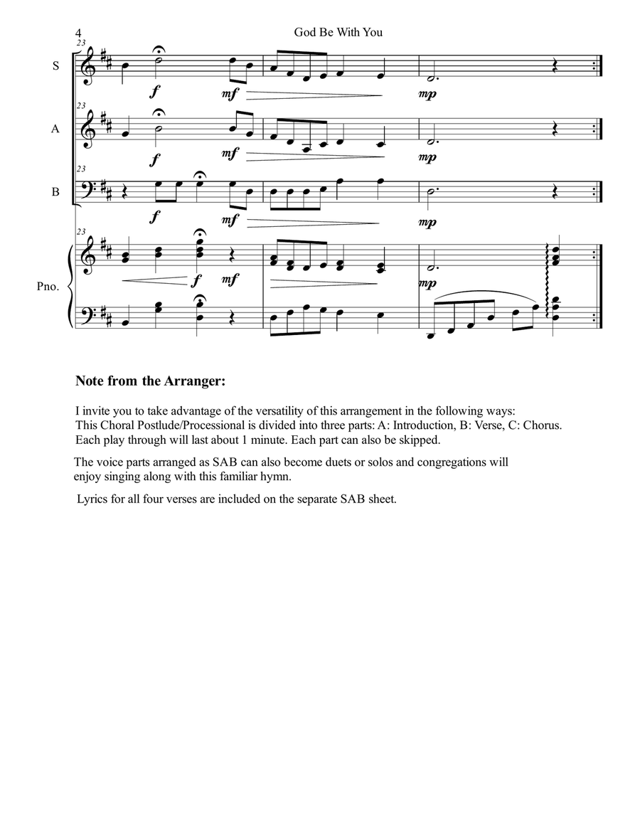 God Be With You Til We Meet Again 3-Part scores gallery preview page 4