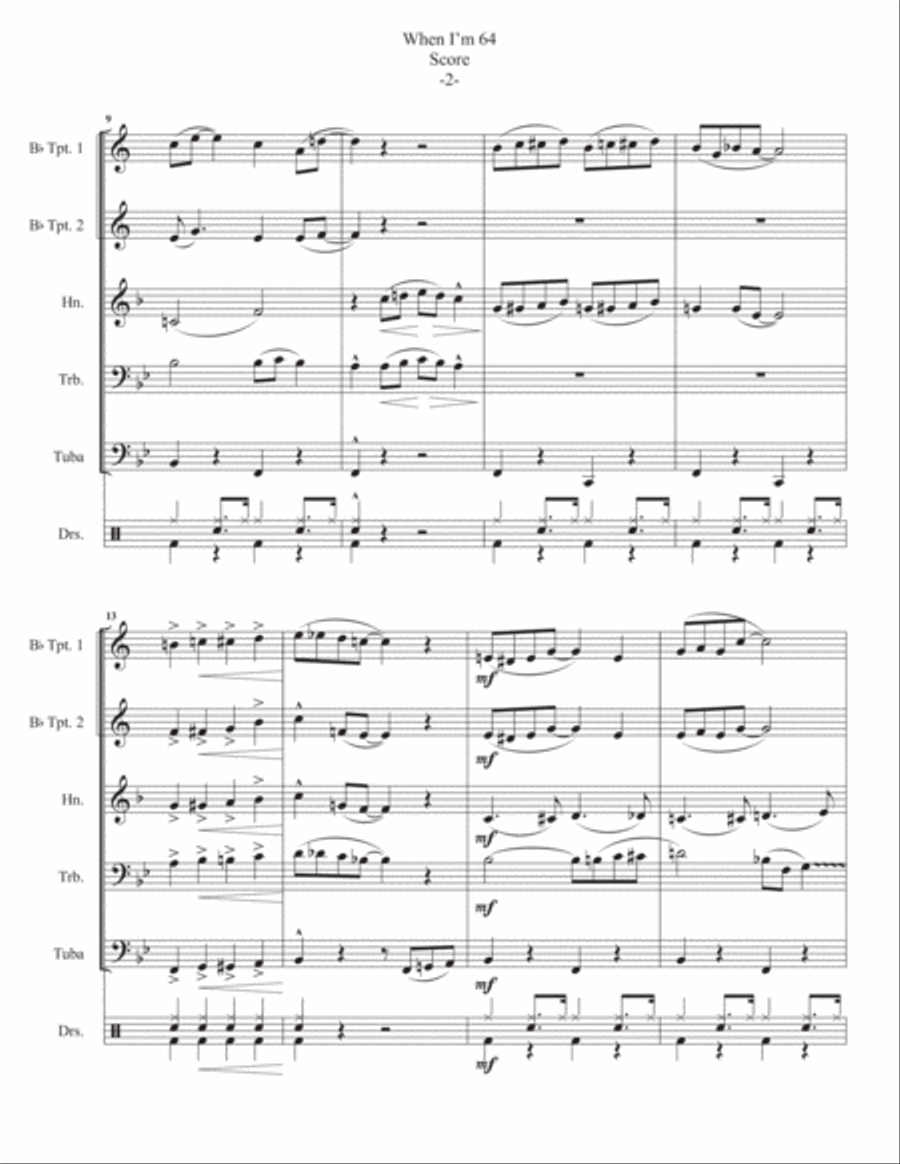 When I'm Sixty-four Brass Ensemble scores gallery preview page 3