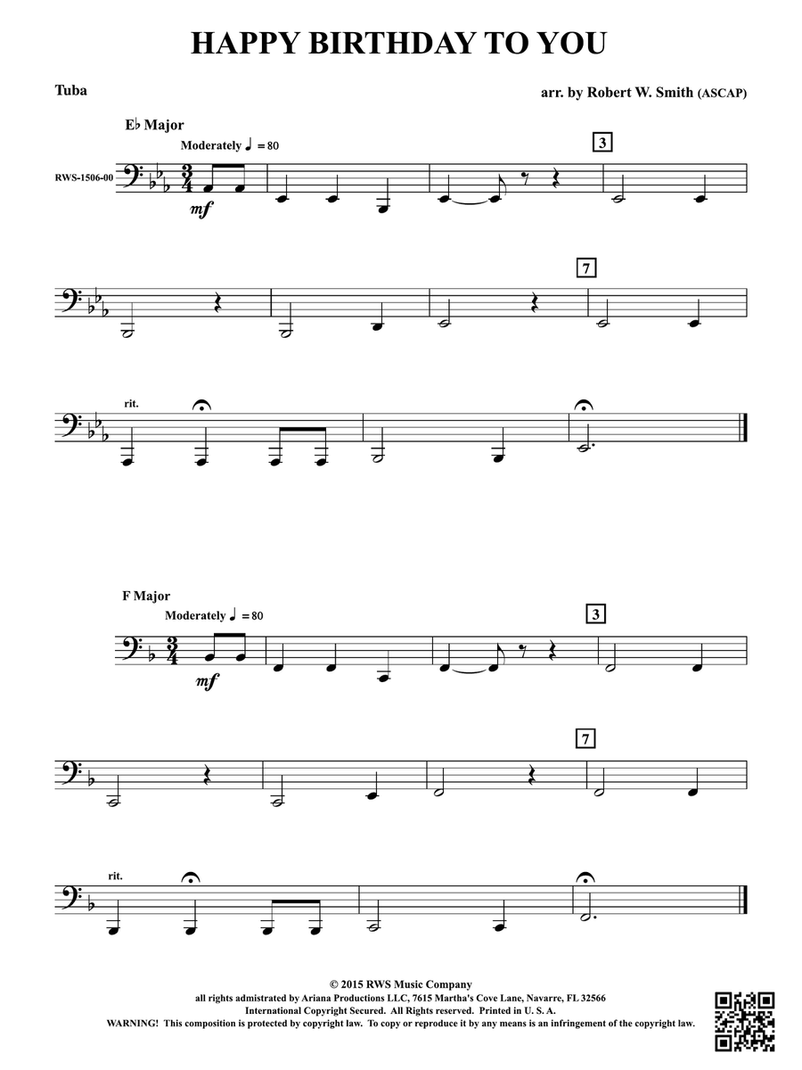 Happy Birthday to You: Tuba Tuba scores gallery preview page 1