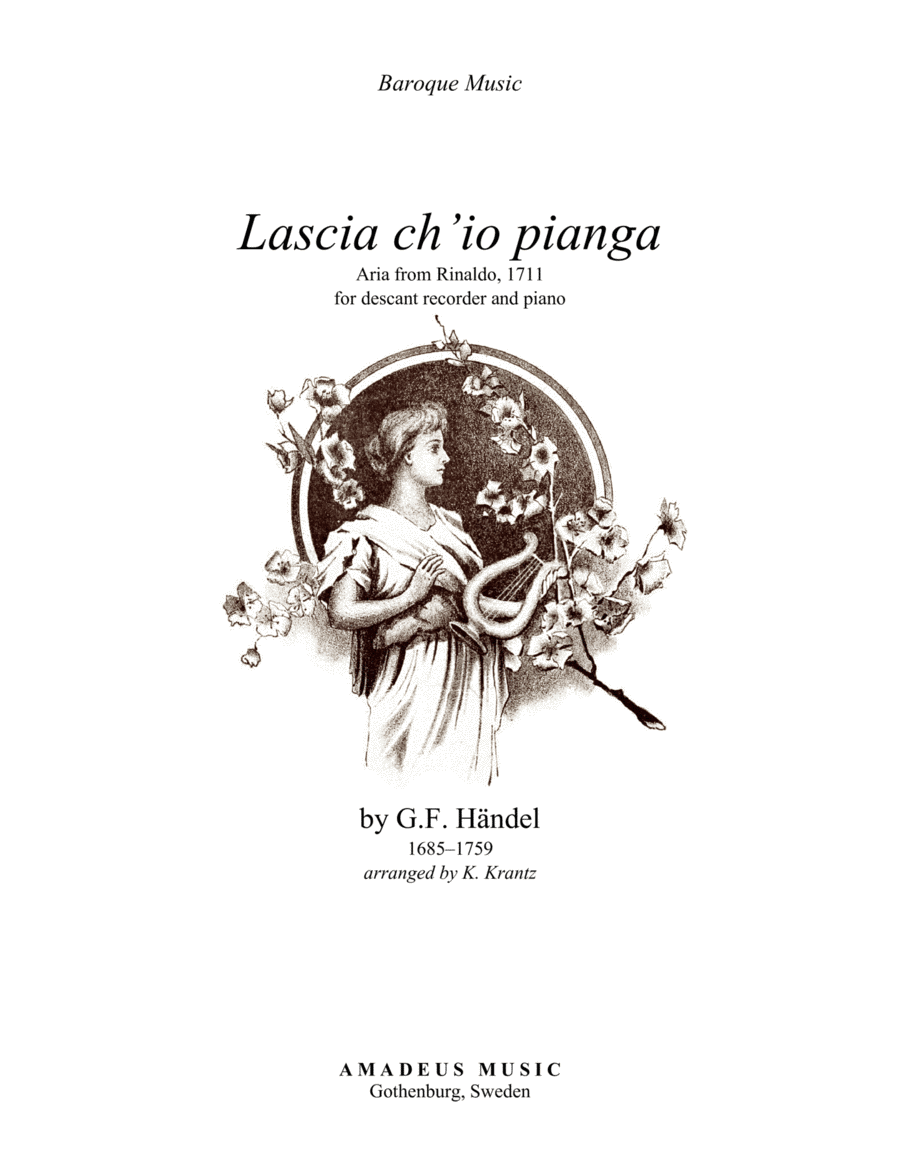 Aria - Lascia ch'io pianga for descant or treble recorder and piano image number null