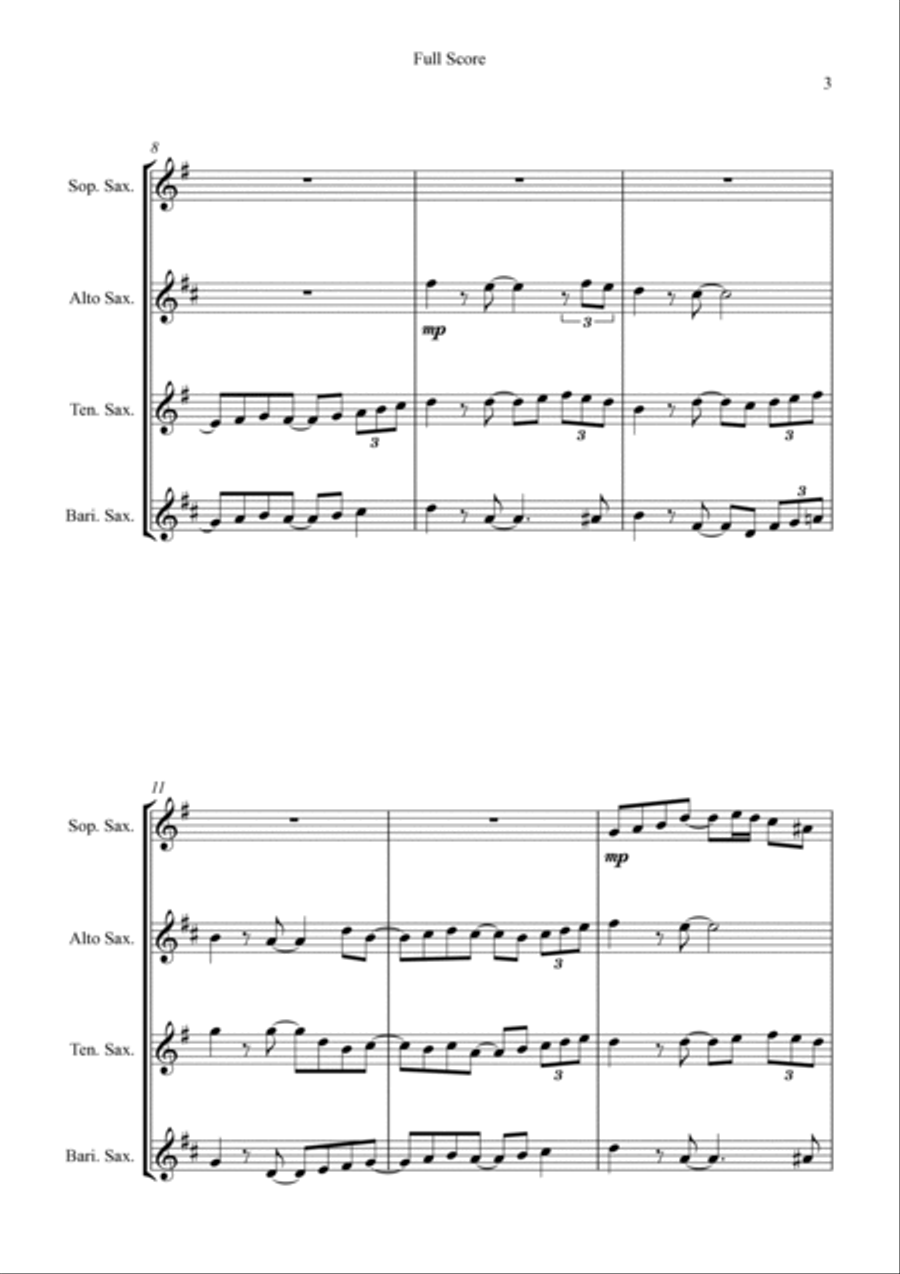 Pachelbel's Canon - in a Jazz Style - for Saxophone Quartet Saxophone Quartet scores gallery preview page 5