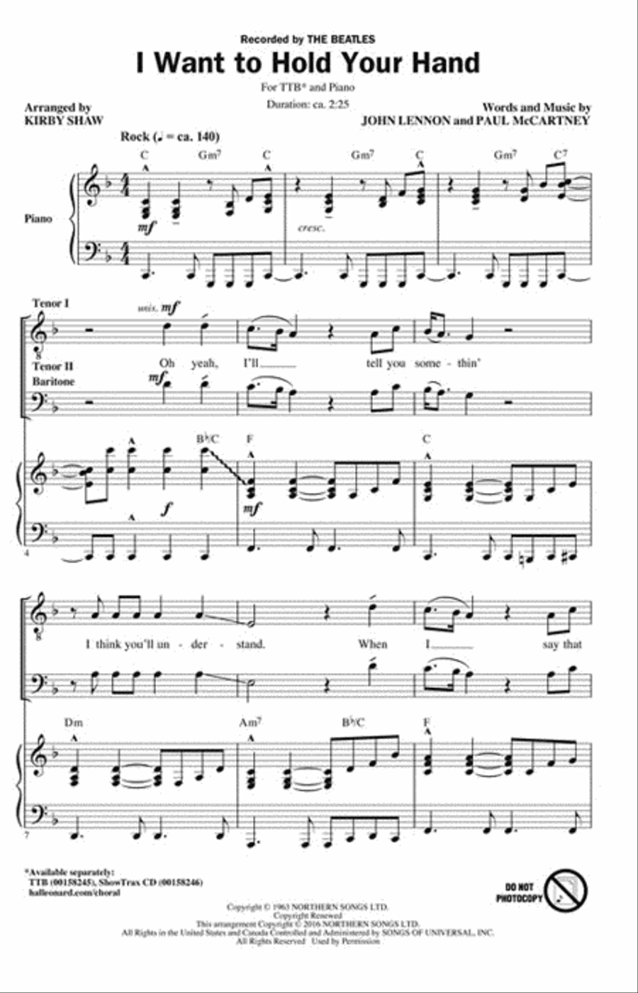 I Want to Hold Your Hand Choir scores gallery preview page 2